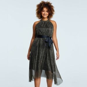 Estelle Black and Gold Halter Dress | Size 18 - NWT